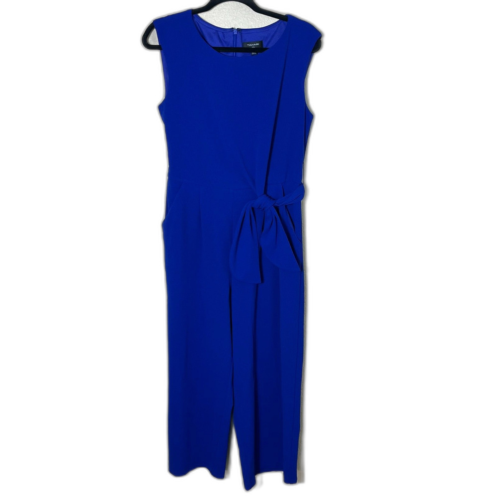 Tahari ASL Royal Blue Jumpsuit Sleeveless Chic Career Workwear Date Night EUC 10